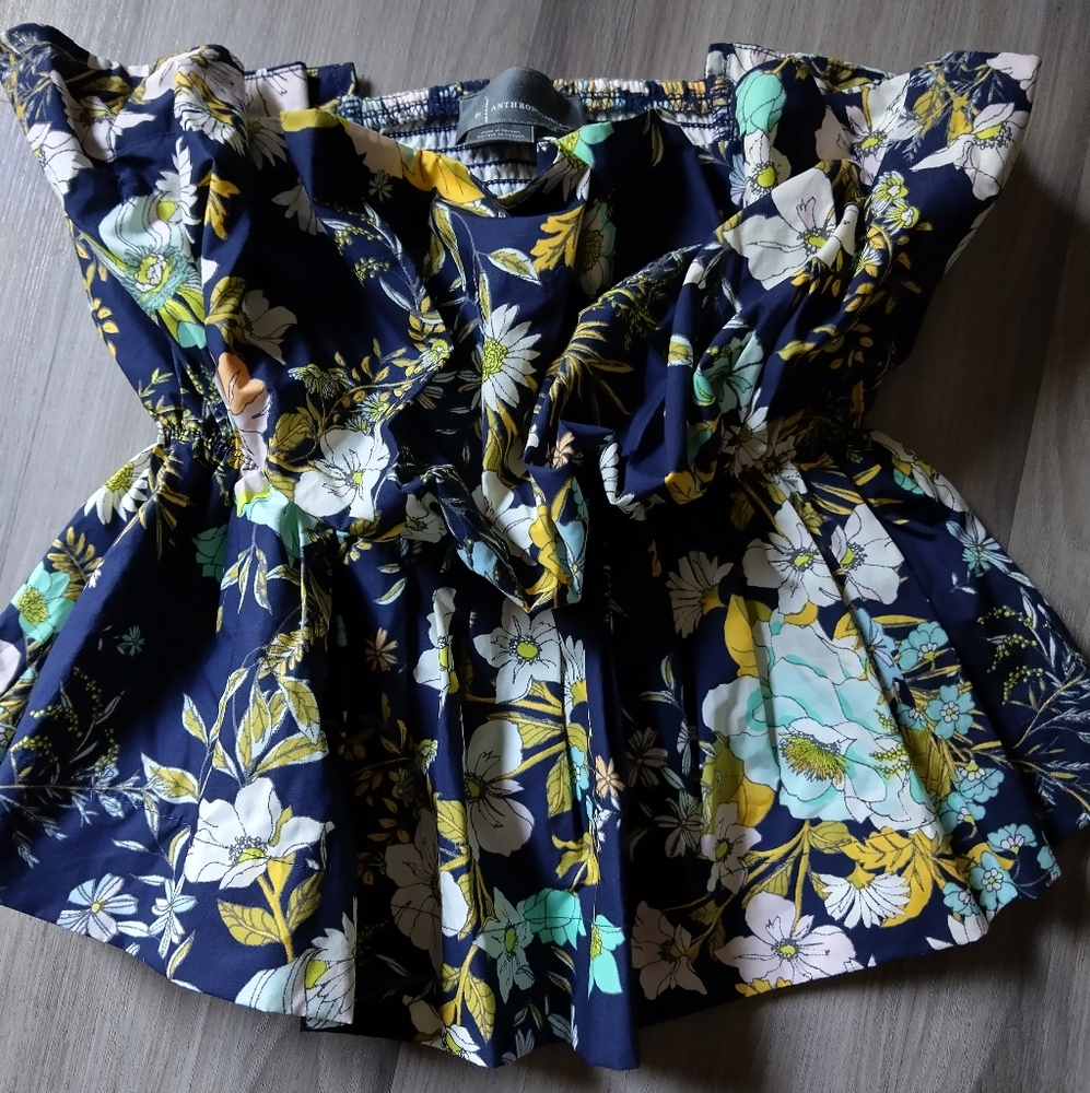 Anthropologie Cinched Floral Tube Top NWOT - Picture 4 of 11